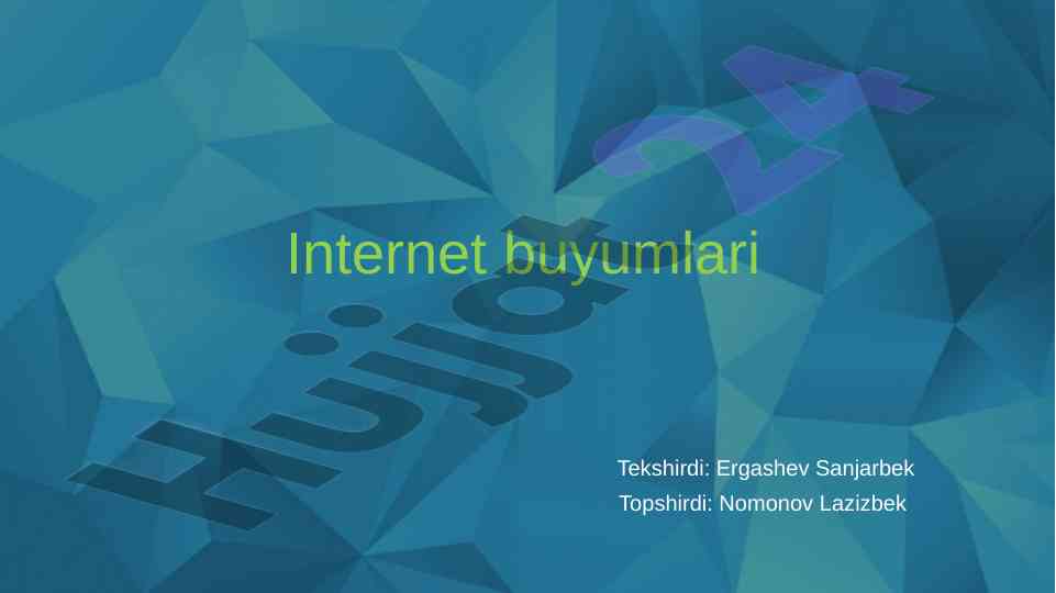 Internet buyumlari texnologiyasi tahlili