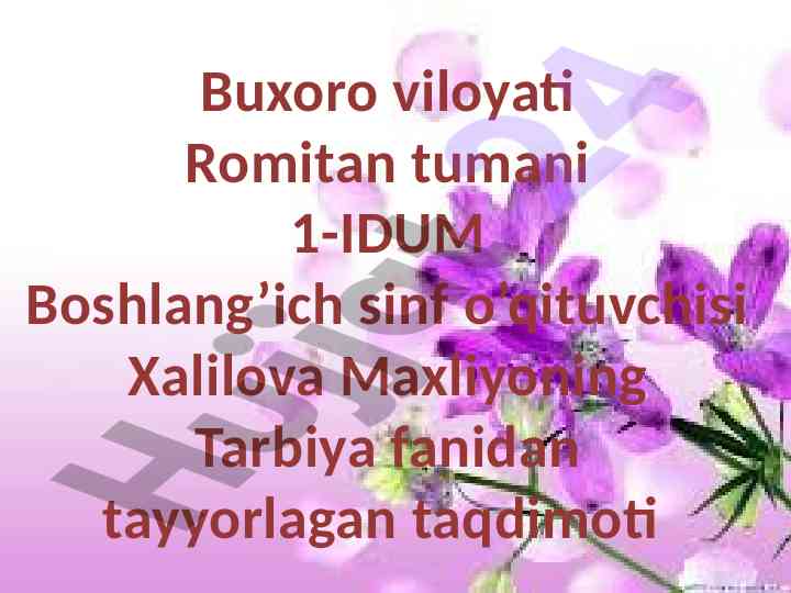 Inson odobi bilan go'zallik taqdimoti