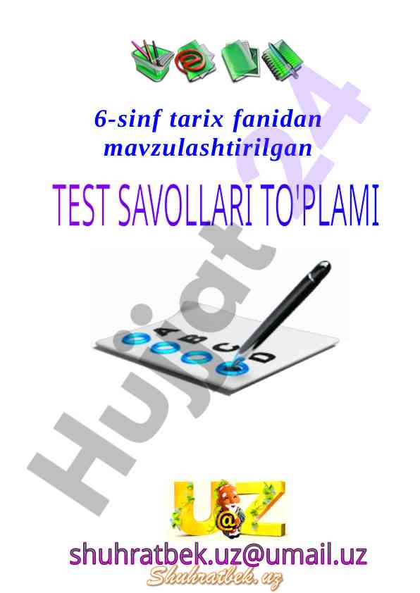 6-sinf tarix fanidan mavzulashtirilgan test savollari