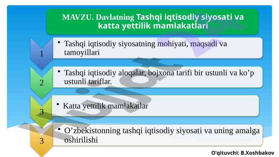 Xalqaro iqtisodiy munosabatlar va ularning rivojlanishi
