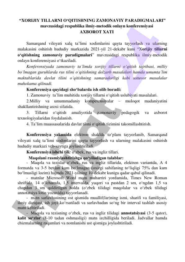 Xorijiy tillarda ta’limning zamonaviy paradigmalari