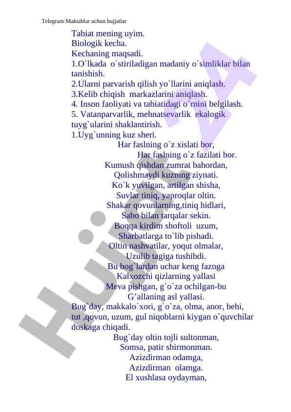 Tabiat va biologik kecha: madaniy o'simliklar