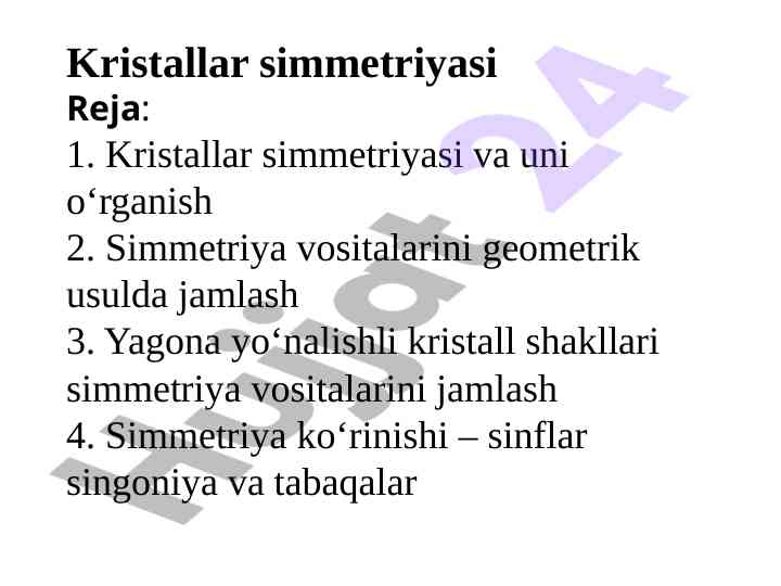 Kristallar simmetriyasi asoslari va metodologiyasi