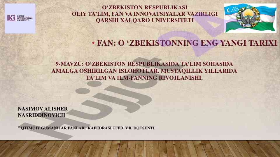 O‘zbekistonda ta’lim islohotlari va rivojlanish