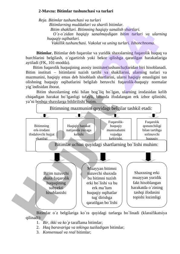 Bitimlar tushunchasi va turlari