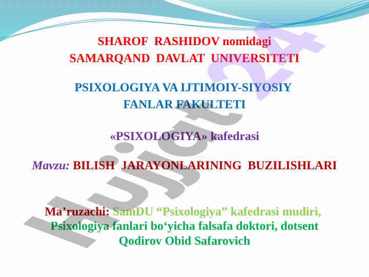 Bilish jarayonlarining buzilishlari tahlili