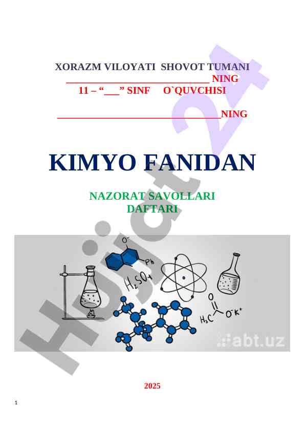 11-sinf kimyo nazorat ishi daftar 2025.docx