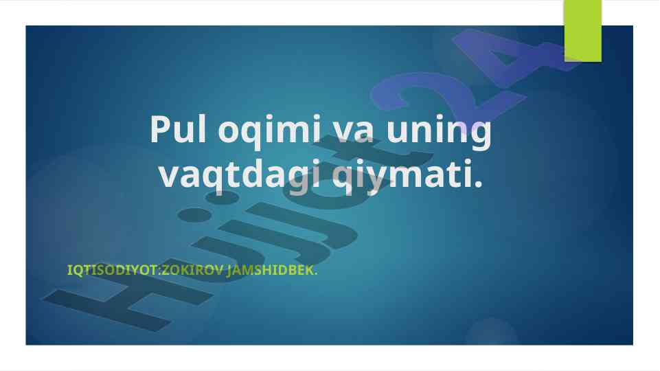 Pul oqimi va vaqtdagi qiymati tahlili