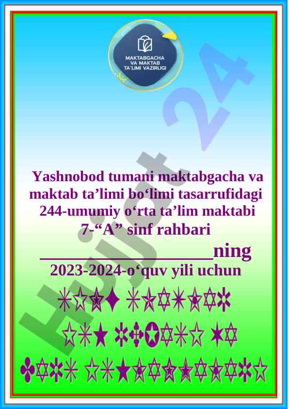 2023-2024 o‘quv yili sinf soati mavzu rejasi