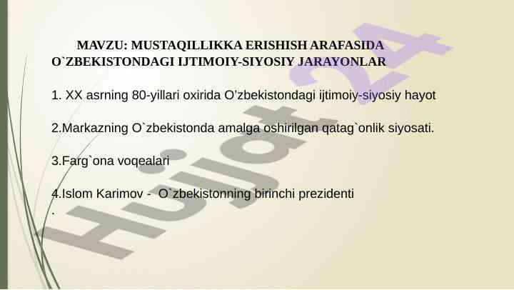 O'zbekistondagi ijtimoiy-siyosiy jarayonlar