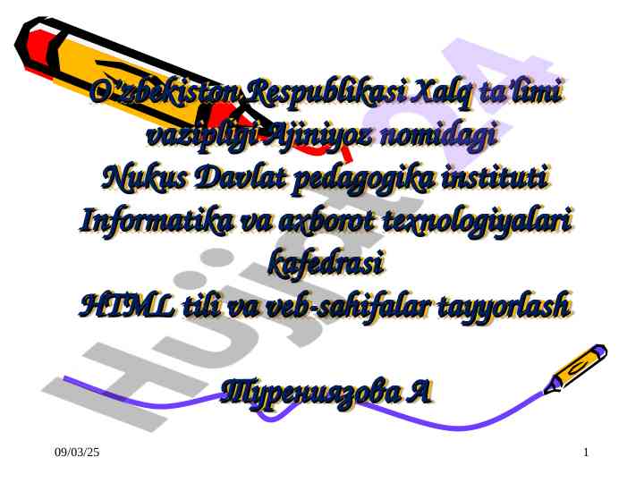 Html tili va veb-sahifalar tayyorlash bo‘yicha qo‘llanma