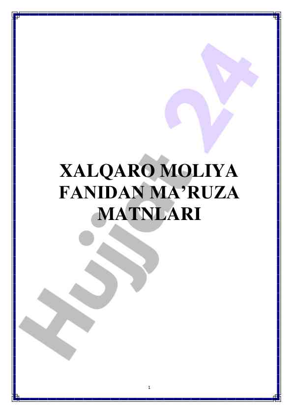 Xalqaro moliyadan o‘rganish usullari