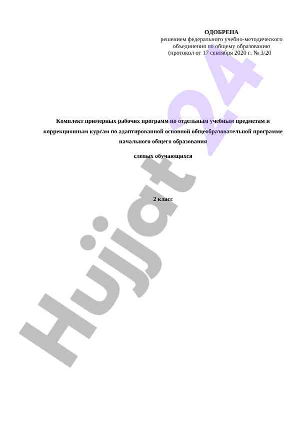 Программ по адаптированному образованию для слепых