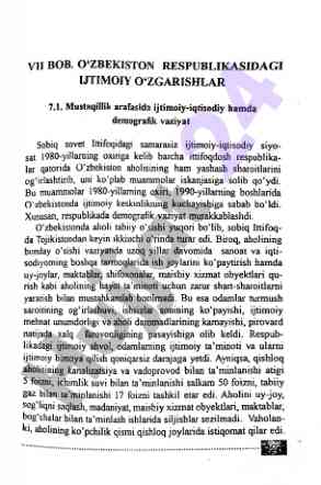 Ijtimoiy o'zgarishlar va demografik vaziyat o'zbekistonda