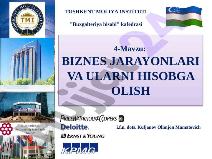 Biznes jarayonlari va hisobga olish metodlari