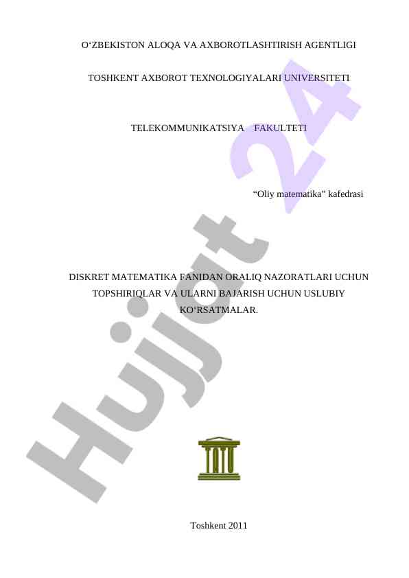 Diskret matematika fanidan nazorat topshiriqlari