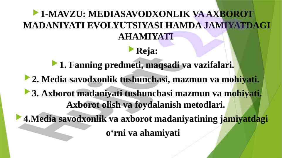 Mediasavodxonlik va axborot madaniyati evolyutsiyasi