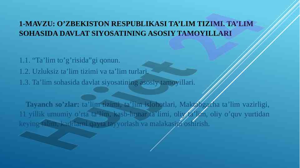 O‘zbekiston respublikasi ta’lim tizimi yangiliklari