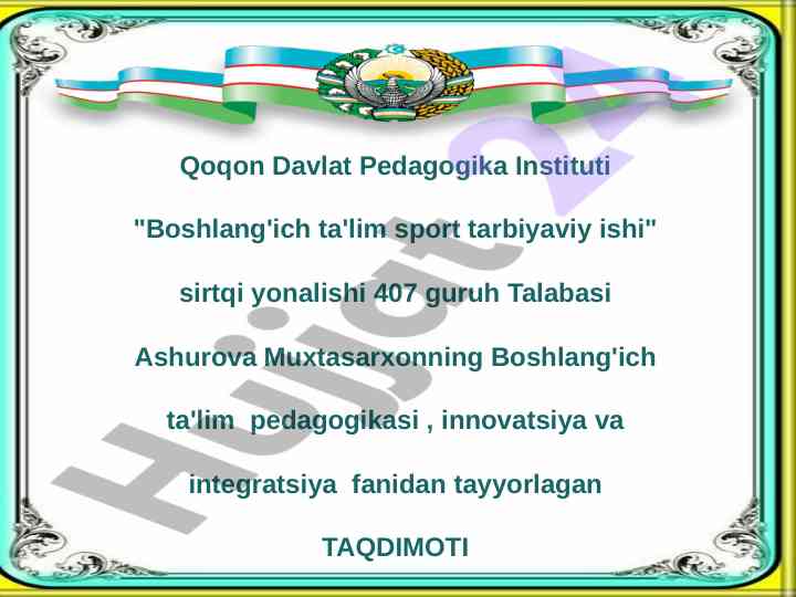 Boshlang'ich ta'lim pedagogikasi innovatsiyalari