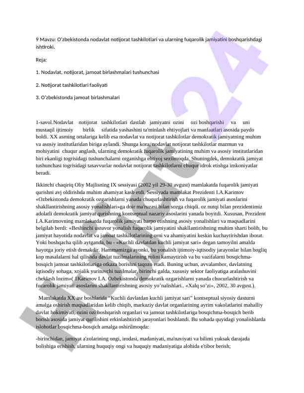 Oʻzbekistonda nodavlat tashkilotlari tahlili