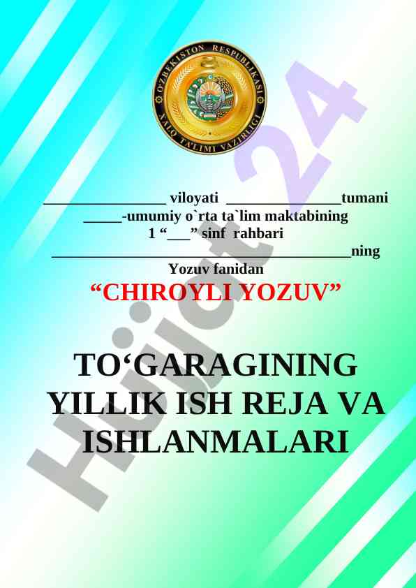 Chiroyli yozuv to'garak ish rejasi
