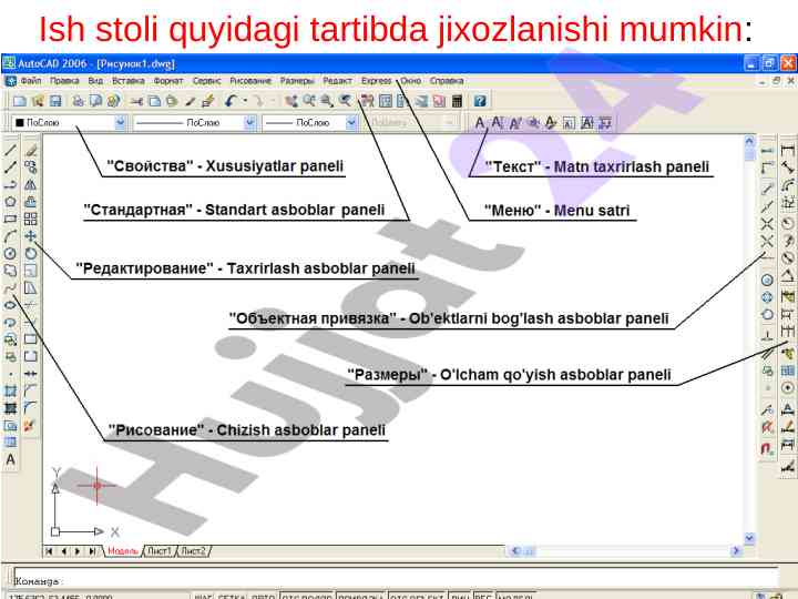 Ish stoli xususiyatlari va matn tahrirlash asboblari