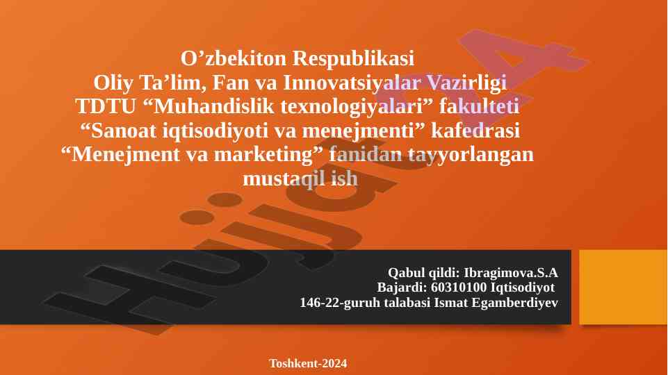Artel kompaniyasi boshqaruv tizimi: tahlil va tavsiyalar
