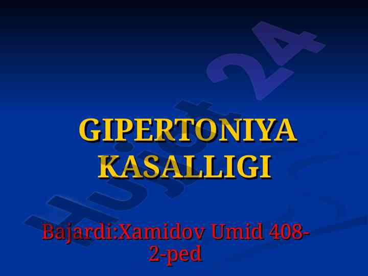 Gipertoniya kasalligi va uning patogenezi