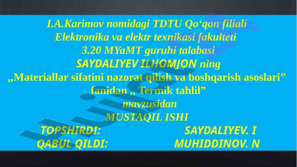 Termik tahlil asoslari va differentsial termal tahlil