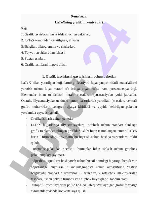 Latex grafik imkoniyatlari taqdimoti