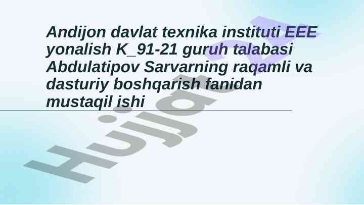 Plc boshqaruv tizimlari va boshqarish prinsipi