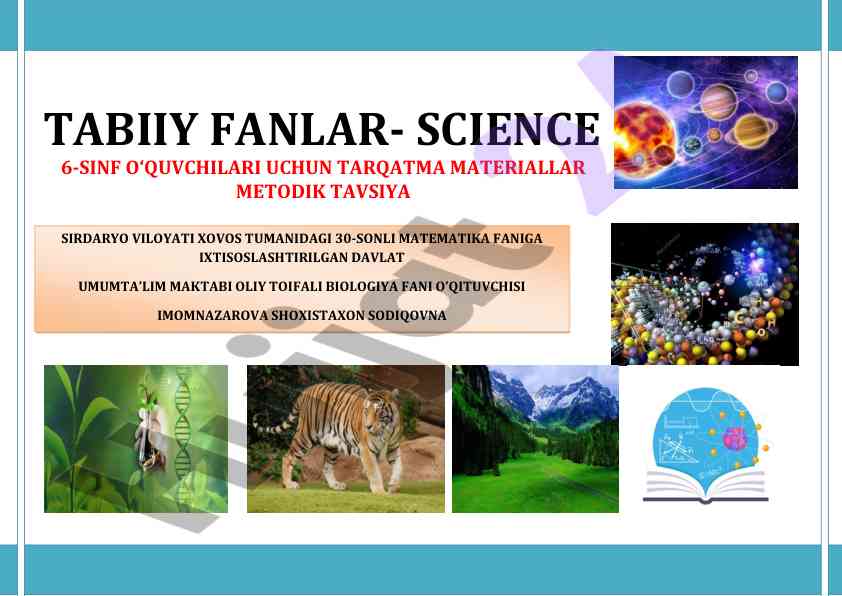 Tabiiy fanlar 6-sinf o‘quvchilari uchun tarqatma materiallar
