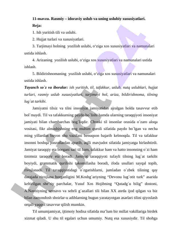 Rasmiy idoraviy uslub va uning xususiyatlari