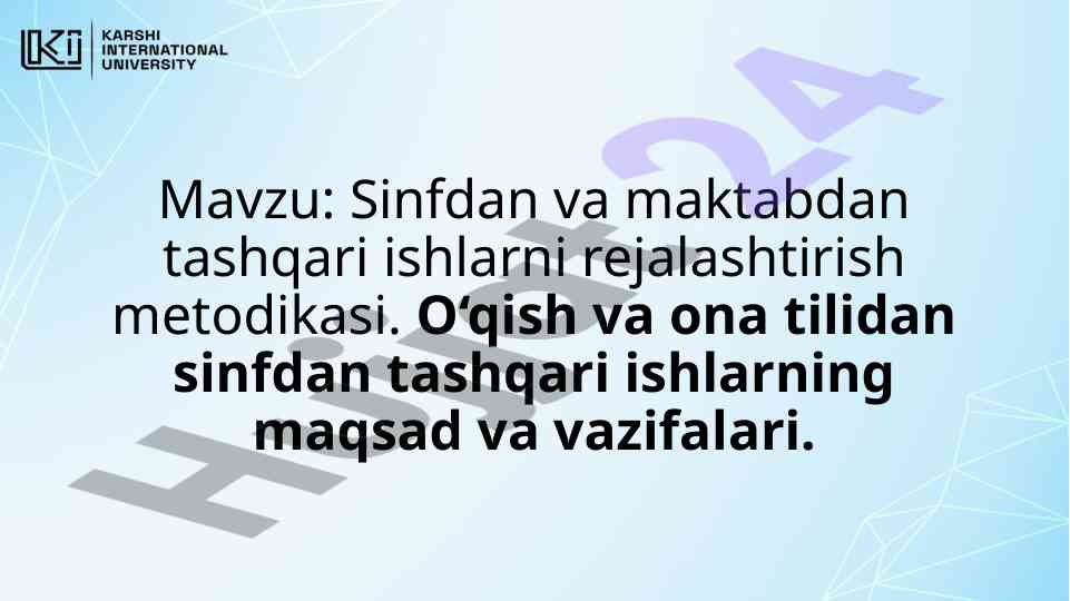 Sinfdan va maktabdan tashqari ijodiy ishlar rejalashtirish