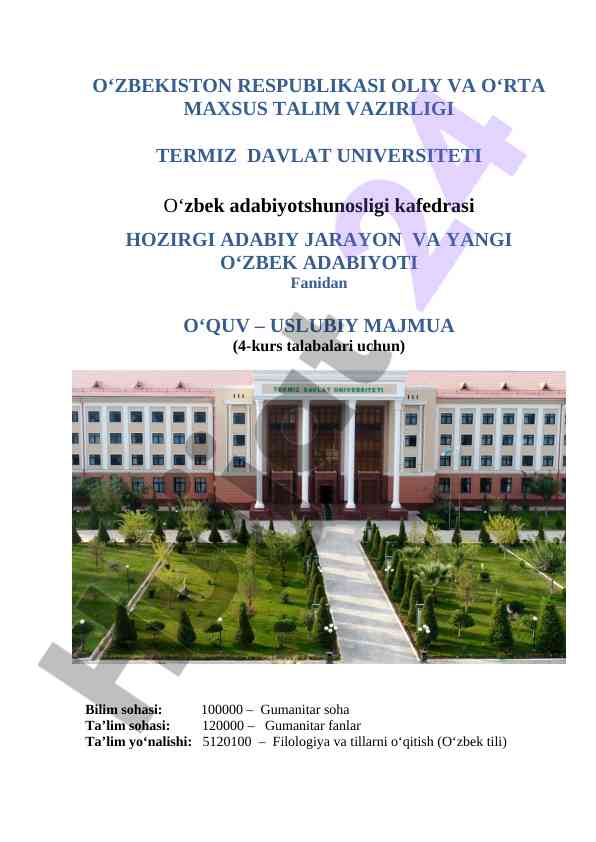 Hozirgi adabiy jarayon va yangi o‘zbek adabiyoti