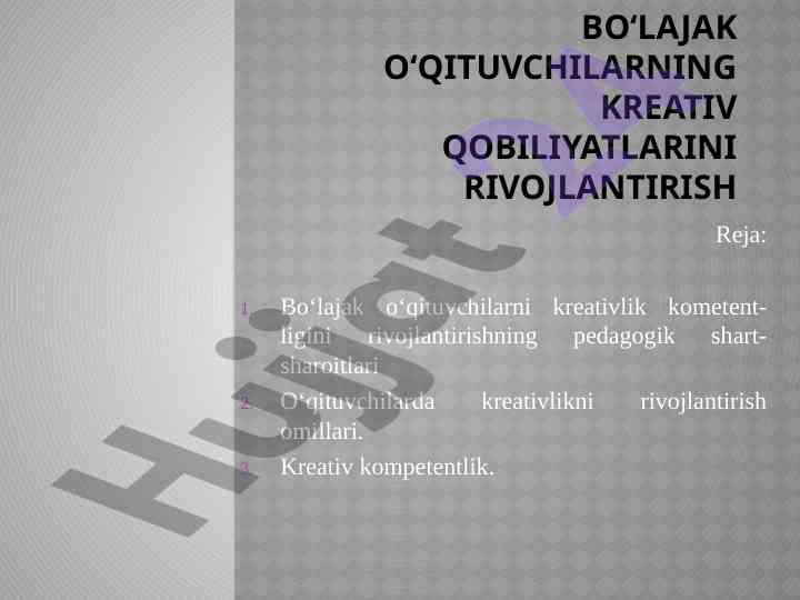 Kreativ qobiliyatlarni rivojlantirish tajribasi