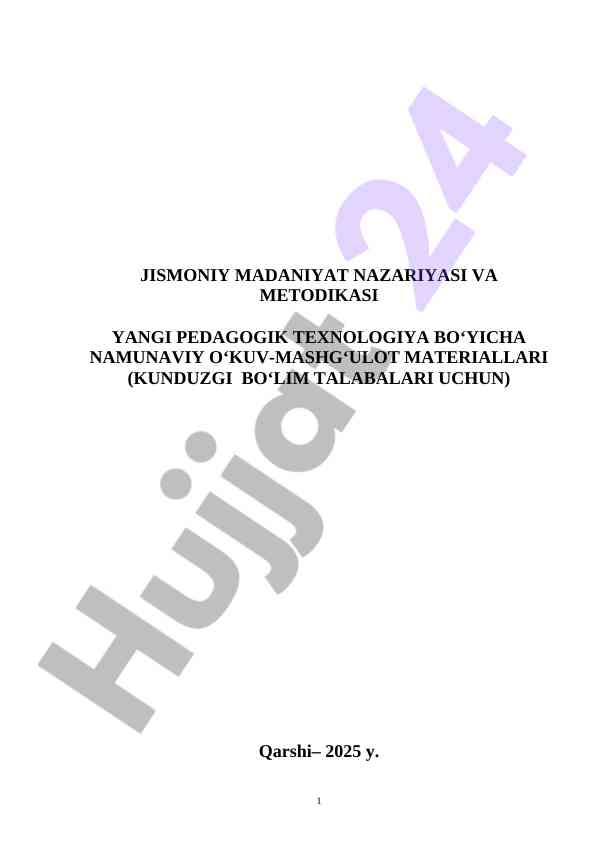 Jismoniy madaniyat nazariyasi va metodikasi o‘quv materiallari