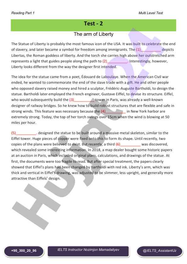 Statue of liberty multi level ielts test