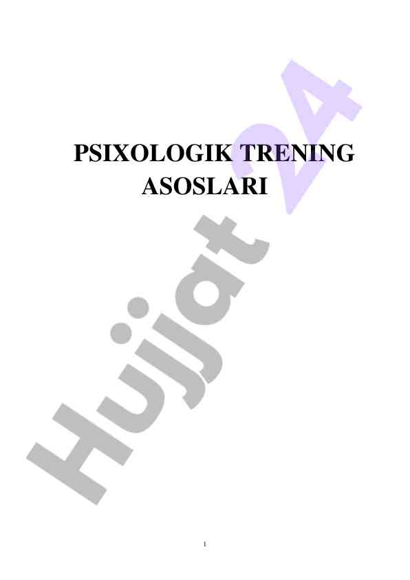 Psixologik treningning asosiy tamoyillari
