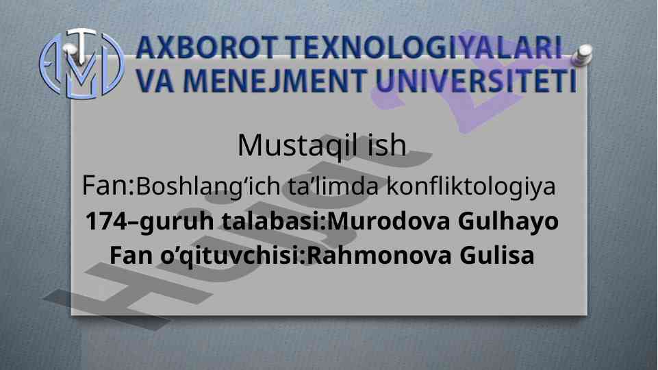 Boshlangʻich taʼlimda konfliktologiya asoslari