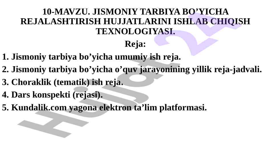 Jismoniy tarbiya rejalashtirish hujjatlari texnologiyasi