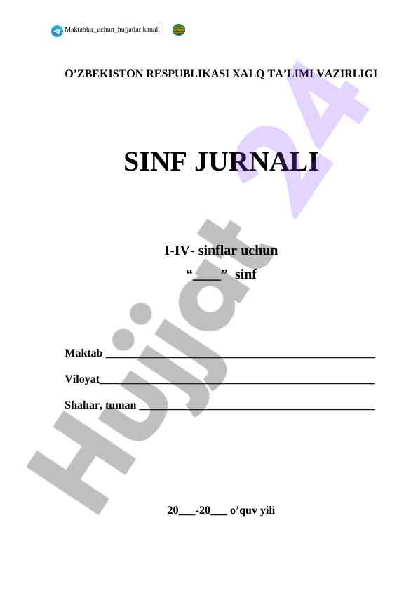 Sinf jurnalini yuritish haqida ko’rsatmalar