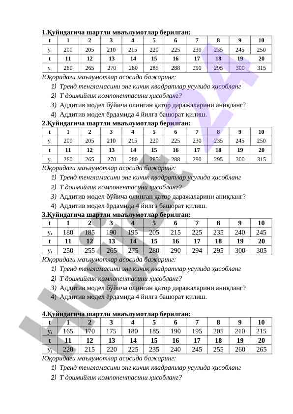 Trend tenglamasini hisoblash va bashorat qilish
