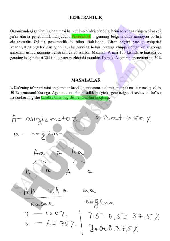Penetrantlik va genetik masalalarni tahlil qilish