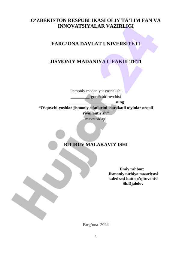 O‘quvchilar jismoniy sifatlarini rivojlantirish