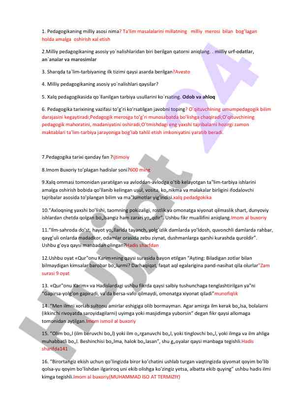 Milliy pedagogika asoslari va ta'lim tizimlari