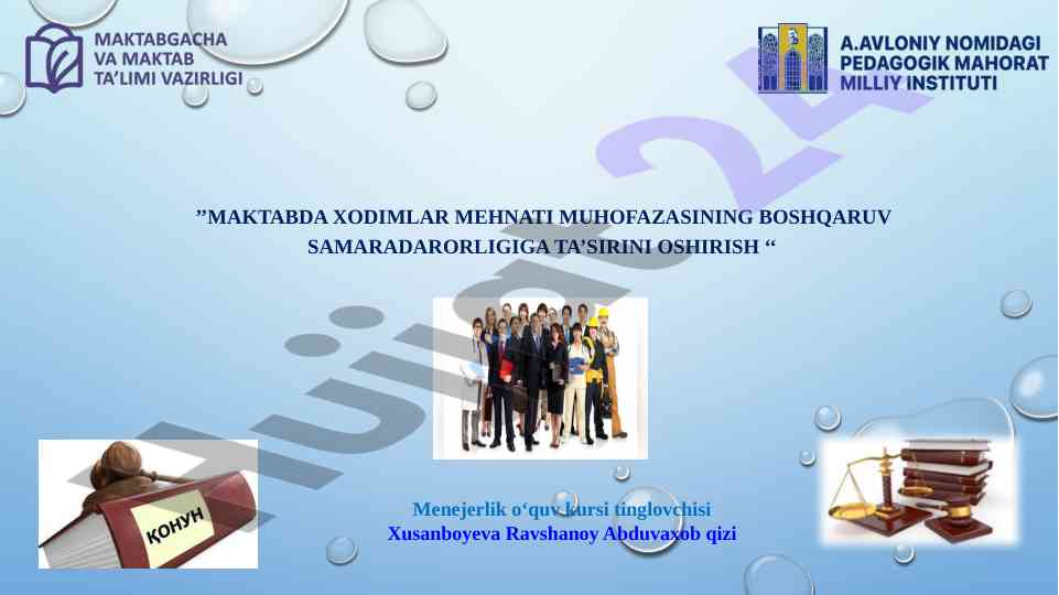 Maktabda xodimlar mehnati muhofazasini ta’siri
