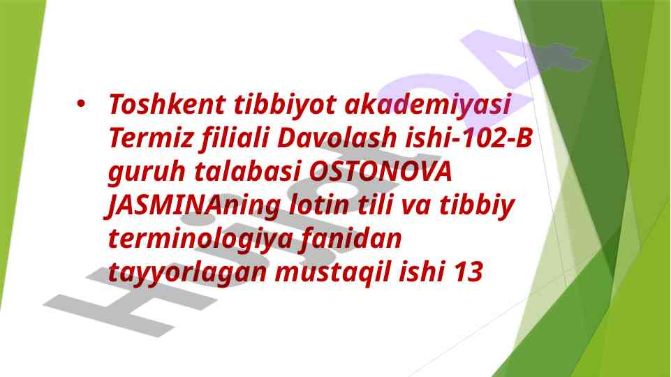 Retsept yozish va kislotalar tahlili