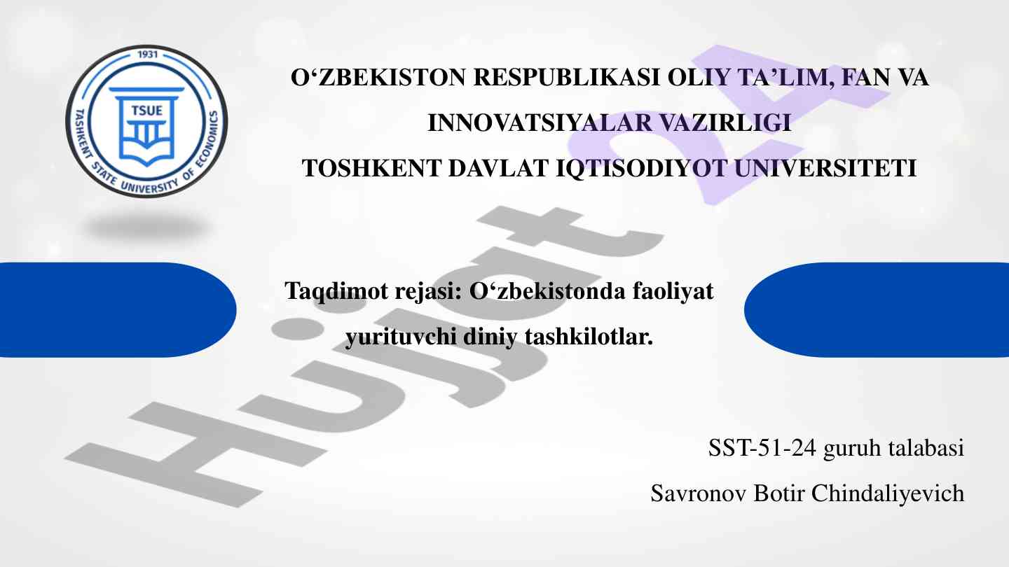 Diniy tashkilotlar haqida taqdimot rejasi