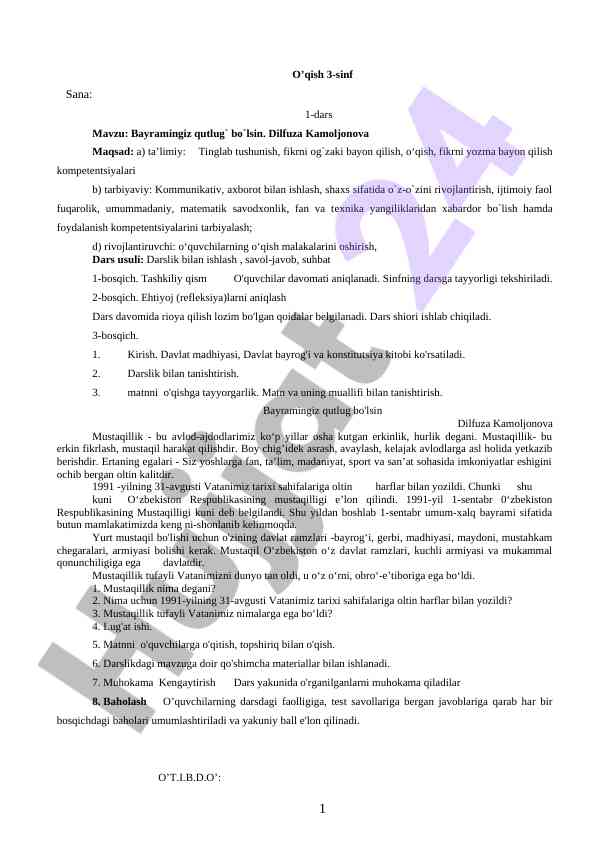 Bayramingiz qutlug bo'lsin mavzusi uchun dars